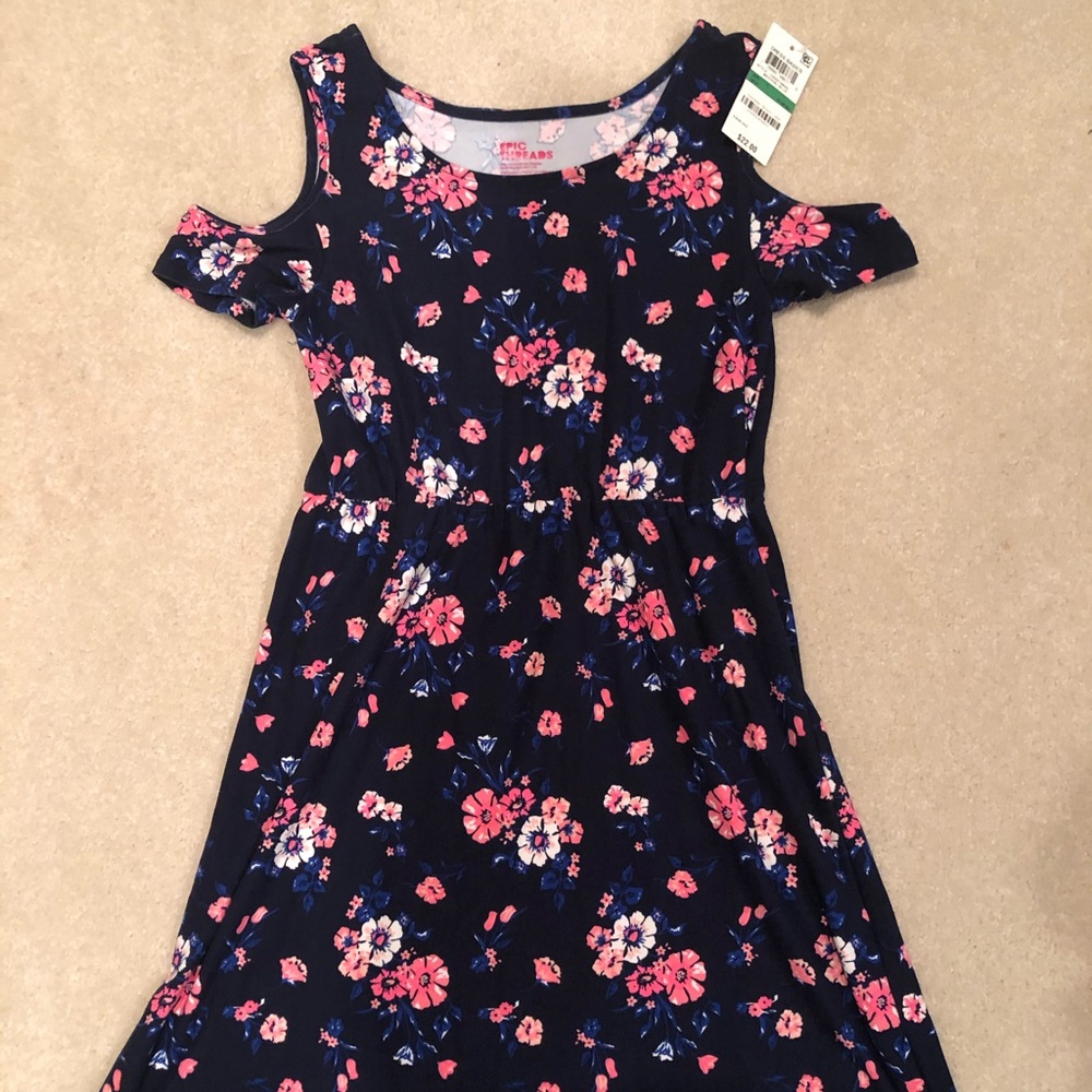 Epic Threads girls Navy flower dress Large NWT